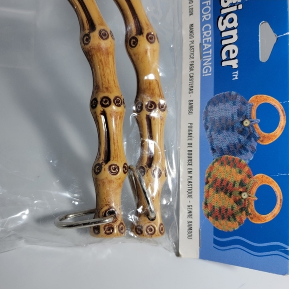 Darice Craft Faux Bamboo Purse Handles 2 Piece Vintage Handbag Macrame NOS - Picture 3 of 9